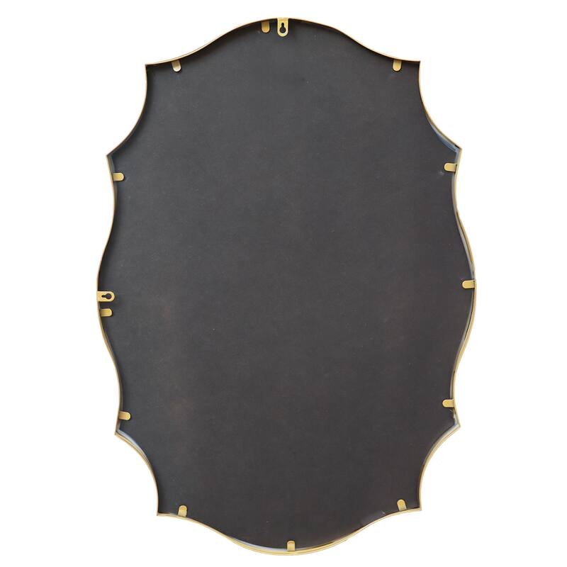 Scalloped Oval Metal Framed Wall Mirror，23.8 x 34 Inch