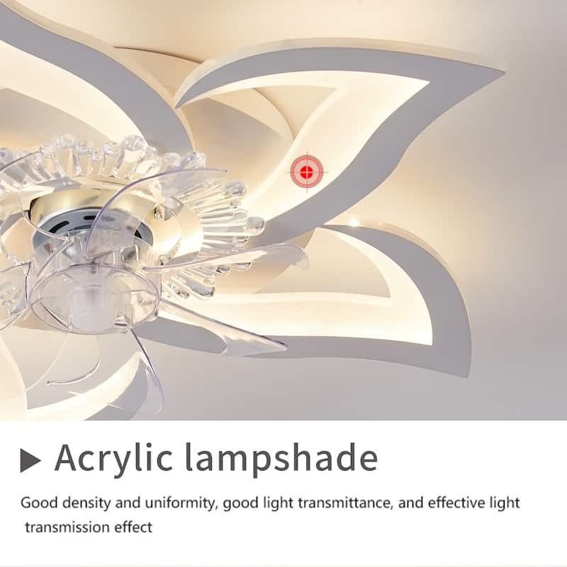 27In Ceiling Fan with Lights Remote Contro Dimmable LED,6 Gear Wind Speed Fan Light - White