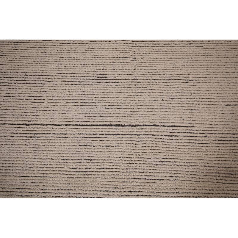 Ivory Moroccan Oriental Large Area Rug Hand-Knotted Wool Carpet - 12'0"x 18'7"