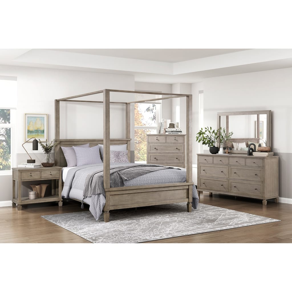 Transitional Bedroom Furniture Canopy Bed Set