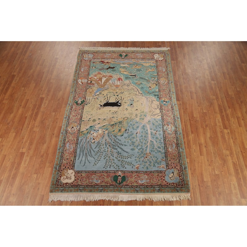 Vegetable Dye Tabriz Persian Vintage Rug Hand-Knotted Wool Carpet - 5'9" x 9'2"