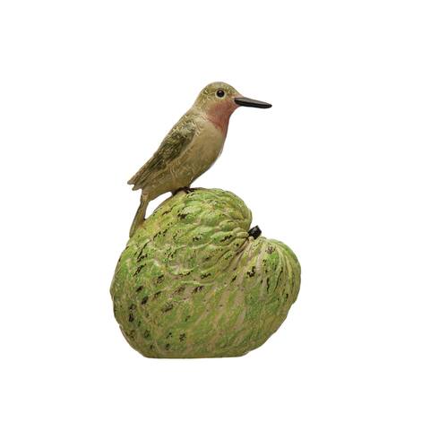 Decorative Hummingbird on Fruit Figurine - 5.6"L x 4.3"W x 7.6"H