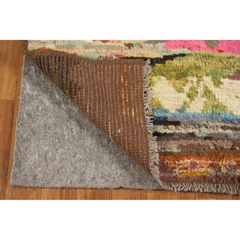 Abstract Moroccan Oriental Rug Handmade Multi-Color Wool Carpet - 3'7" x 5'10"