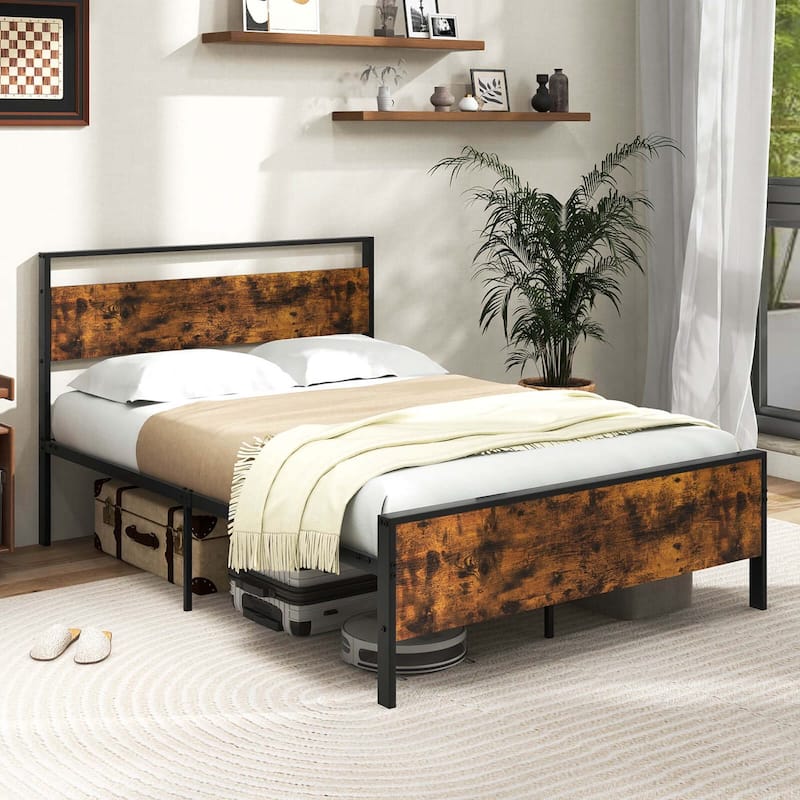 Costway Twin/Full/Queen/King Size Bed Frame with Wooden Headboard and