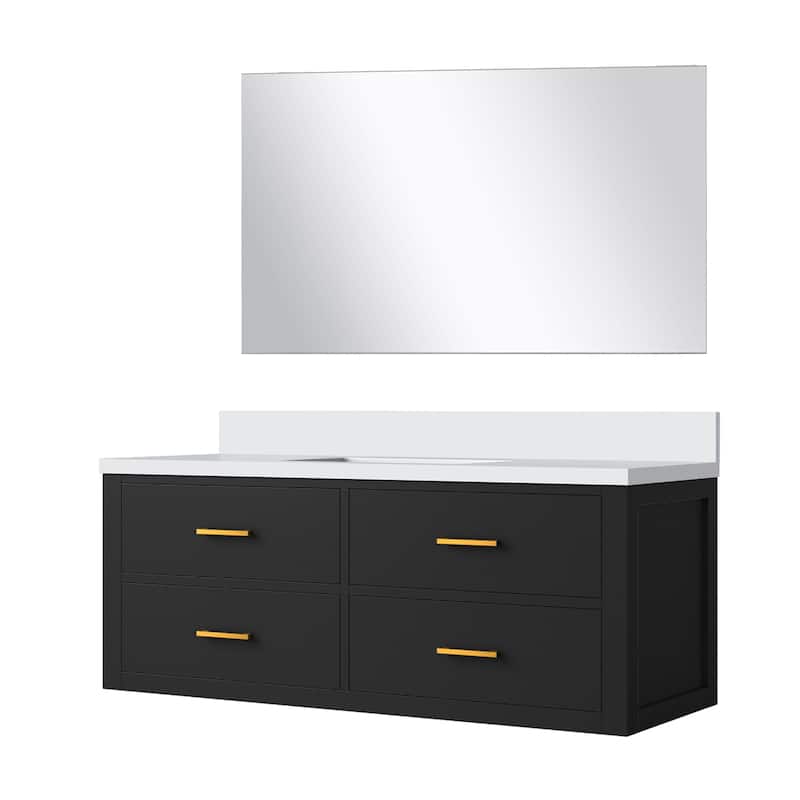 Castor Bath Vanity with Cultured Marble Top, Sink and Mirror