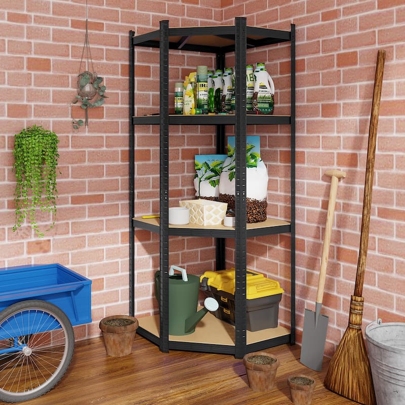 Gymax 4-Tier Adjustable Garage Storage Utility Rack Corner Shelving
