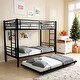 preview thumbnail 1 of 25, Heavy-Duty Twin over Twin Bunk Bed with Trundle Black