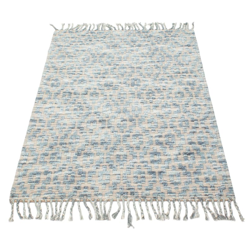 ECARPETGALLERY Braid weave Sienna Teal Wool Rug - 5'0 x 8'0