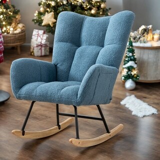 Rocking Chair, Soft Teddy Velvet Fabric Rocking Chair for Nursery ...