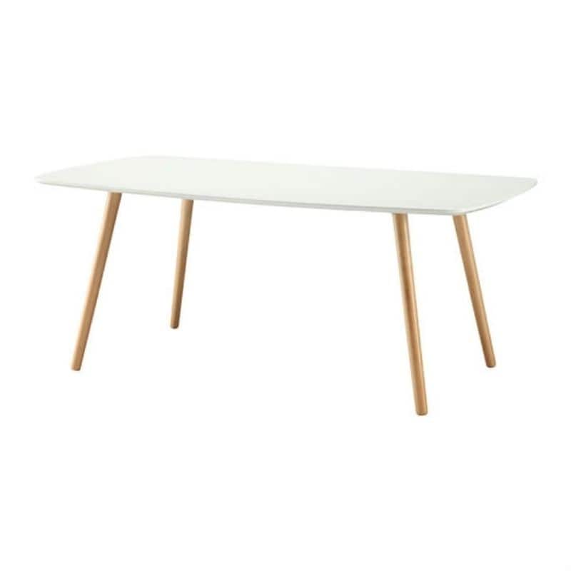 White Top Mid-Century Coffee Table with Solid Wood Legs - 18" H x 43.31" W x 23.62" D