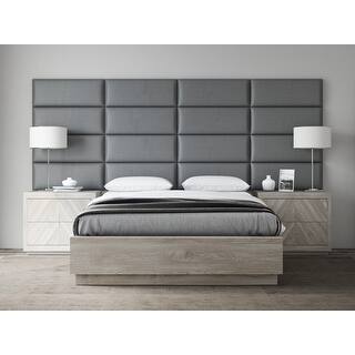 Panel Wall Mounted Headboards Online At Our Vant Upholstered Headboards Accent Wall Panels Vintage Leather Gray Pewter 30 Inch Queen