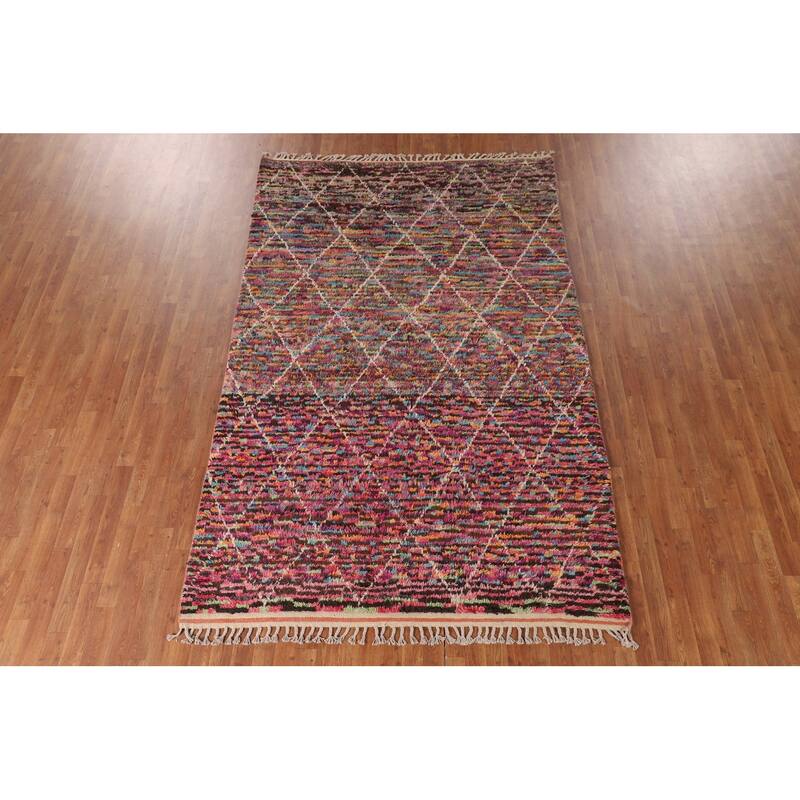 Trellis Moroccan Oriental Area Rug Hand-Knotted Wool Carpet - 6'0" x 9'8"