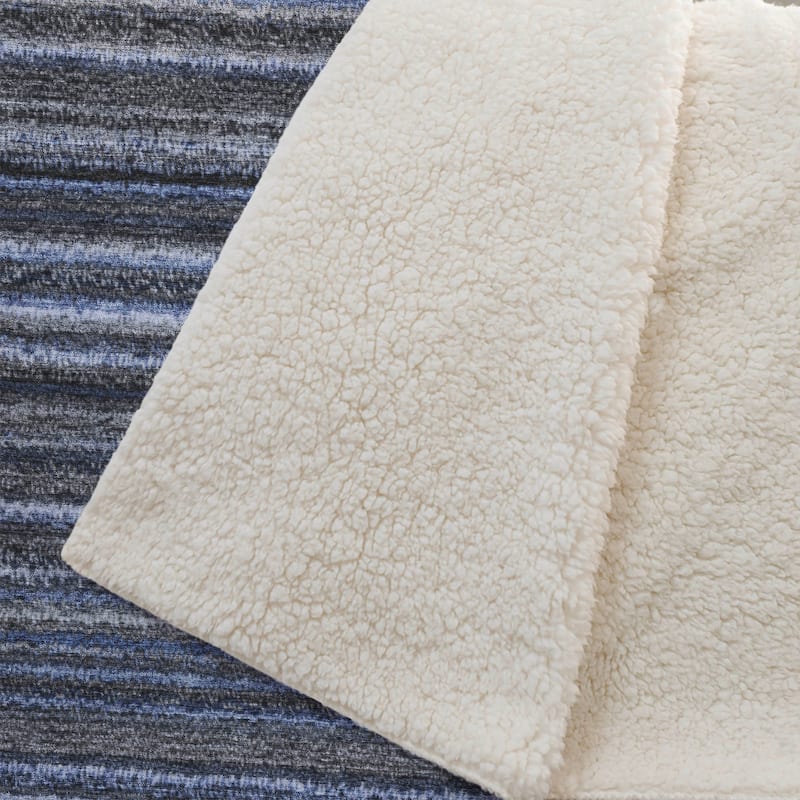 Premium Machine Washable Casual Stripes Sherpa Throw Blanket