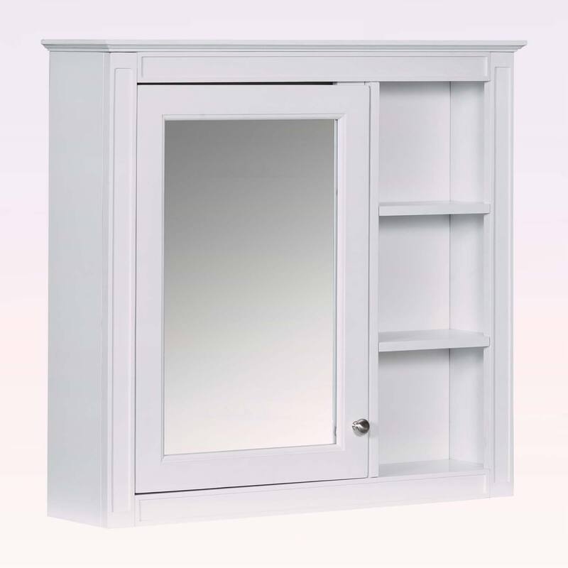 30'' x 28'' Wall Mounted Bathroom Storage Cabinet with Mirror,Modern Design,3 Open Shelves,and Concealed Storage