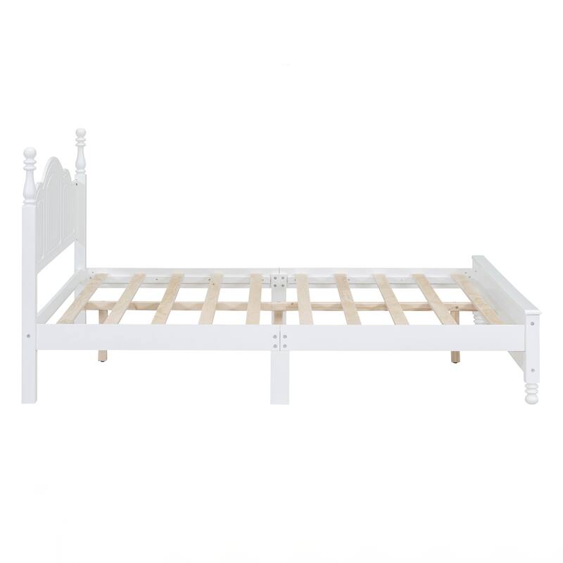 Queen Size Wood Platform Bed Frame,Retro Style Platform Bed with Wooden Slat Support