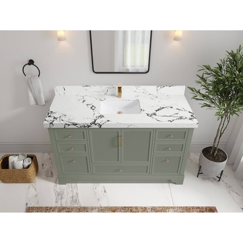 Willow Collections 60 in. W x 22 in. D Alys Single Sink Bathroom Vanity with Countertop - 2"Viola Night - Evergreen