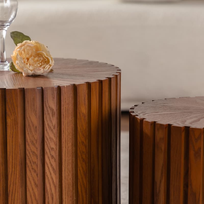 Round Wooden Coffee Table, No Need Assembly