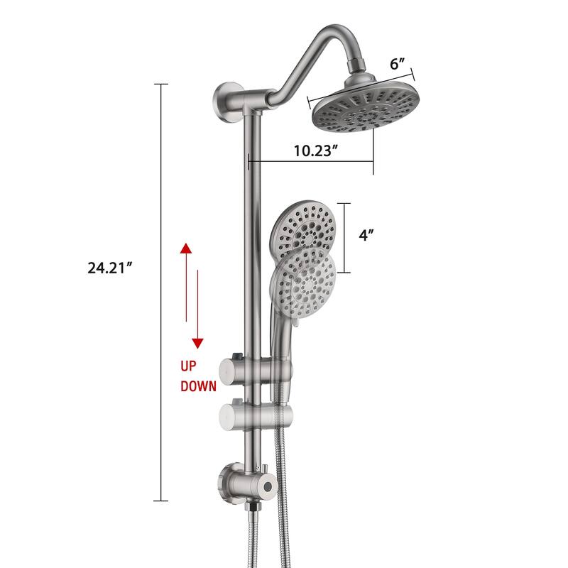 PROOX 5 Sprayer Shower Head Faucet with Handheld Slide Bar - 6