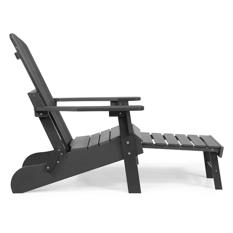 Hurley Folding Poly Adirondack Chair with Pull-out Ottoman (Set of 2)