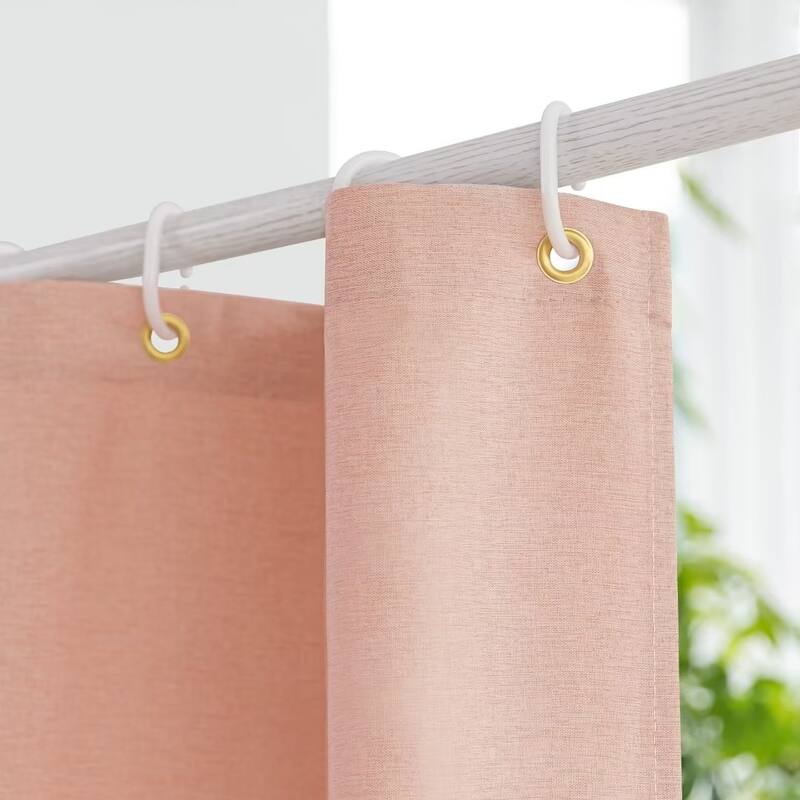 Linen Texture Shower Curtain with 12 Plastic Hooks Included