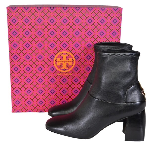 black nappa leather stretch ankle boots