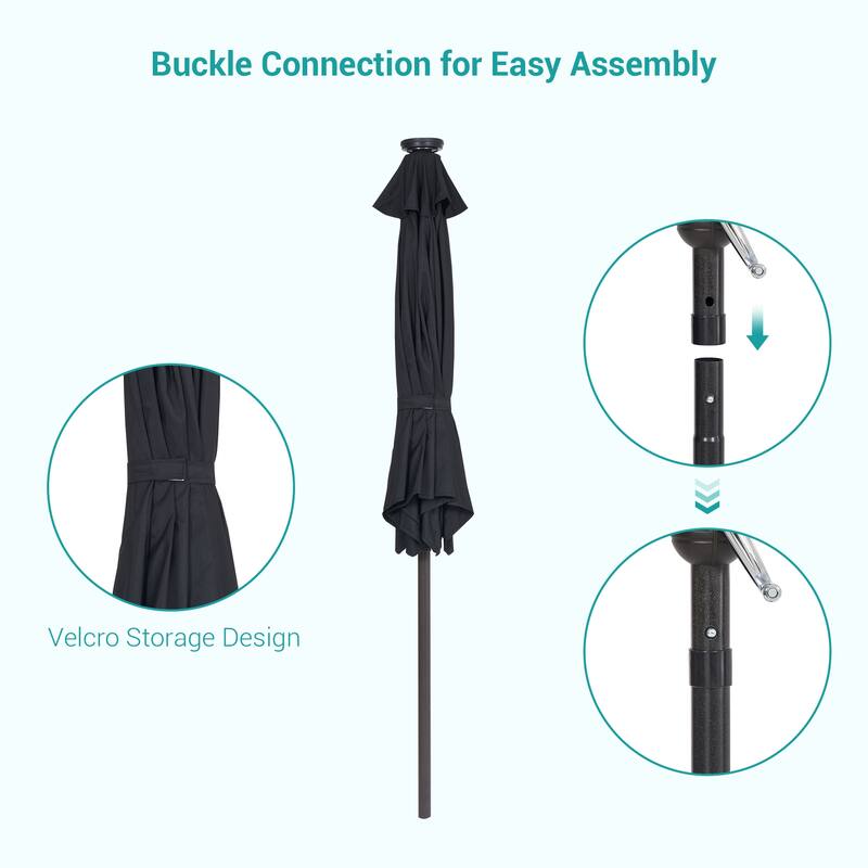 BONOSUKI 7.5ft LED Patio Umbrella Table Umbrellas,with Tilt and Crank