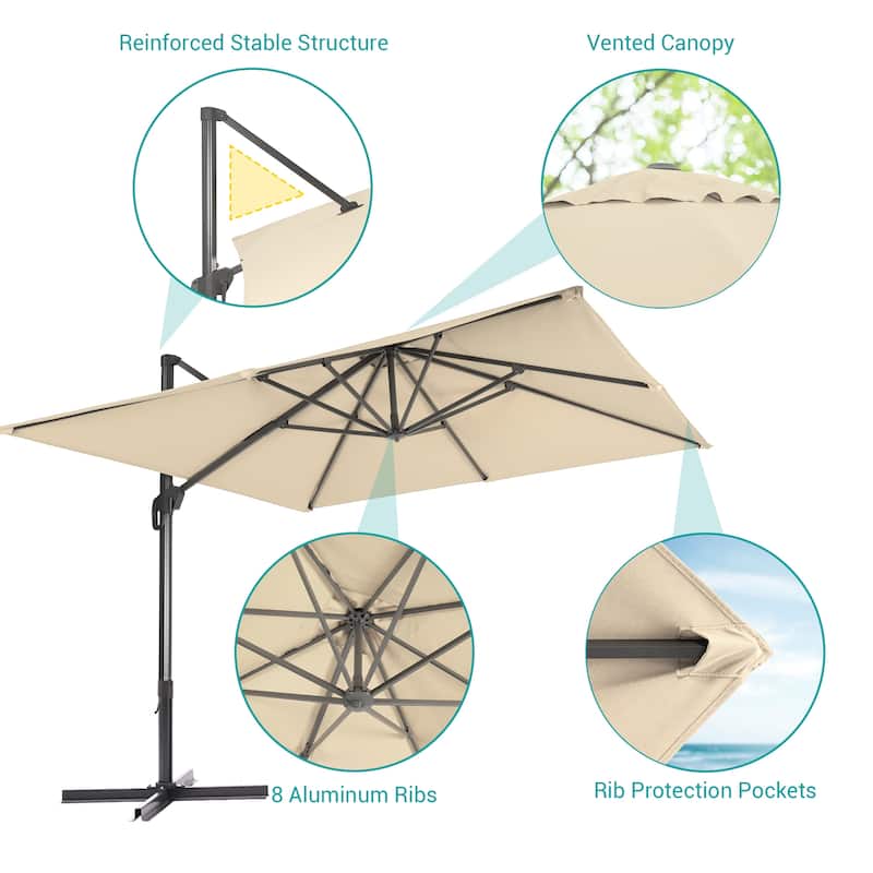BONOSUKI Outdoor 11.5x9FT Cantilever Patio Umbrella with 360 Rotation