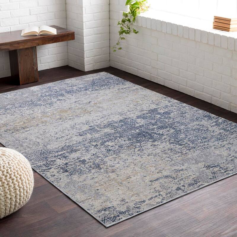 Vintage Evoke Blue Grey Distressed Rug