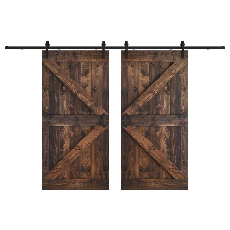 Coast Sequoia 48in/60in/72in/76in/84in x 84in K Series Pine Wood Double Sliding Barn Door With Hardware Kit