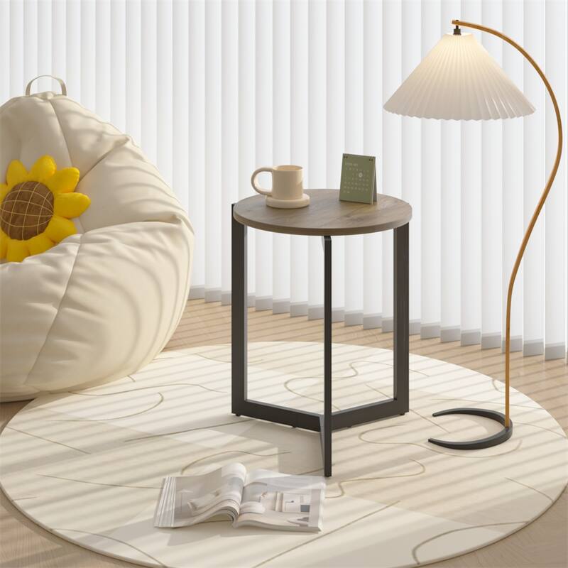 19.68'' H Round Side Table,Round Accent End Table w/Sturdy Metal Frame