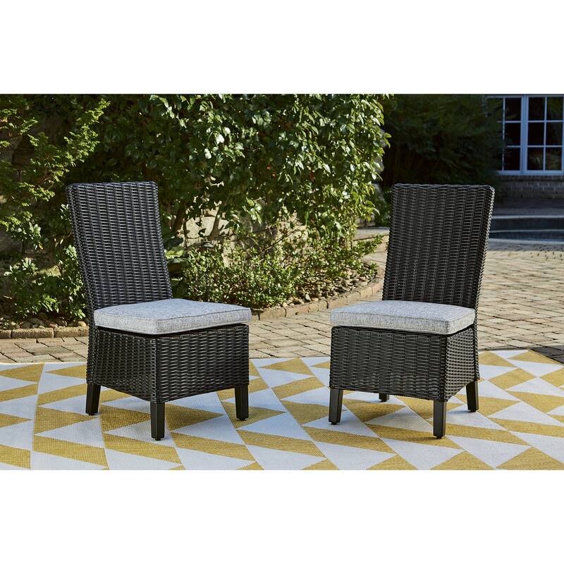 Signature Design by Ashley Beachcroft Outdoor Dining Chairs Set - 20.75" W x 25.63" D x 40.25" H - Black/Light Gray
