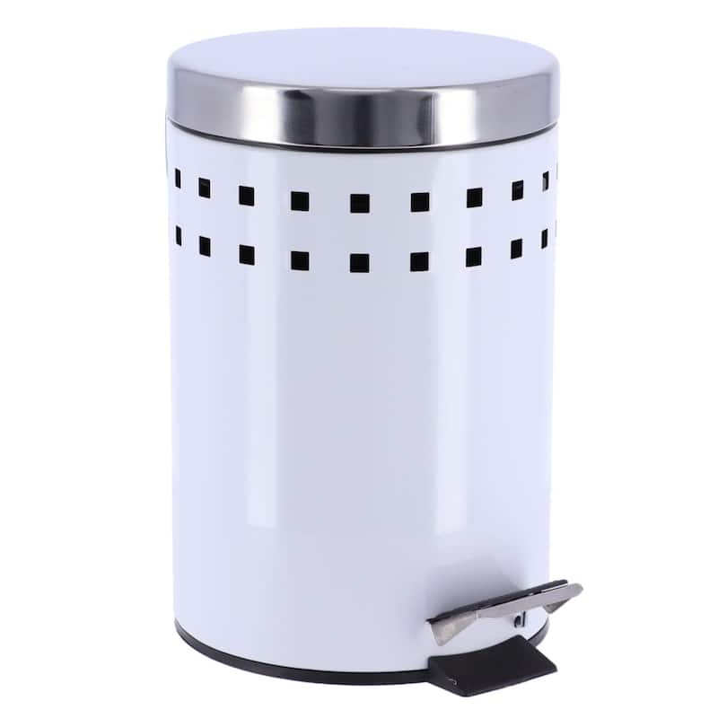 Round Metal Small Step Trash Can with Lid Waste Bin 3-liters-0.8-gal.