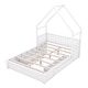 preview thumbnail 6 of 22, Wood Queen Size House Bed, Kids Platform Bed Frame with Guardrail Headboard, Modern Storage Bed with 2 Drawers