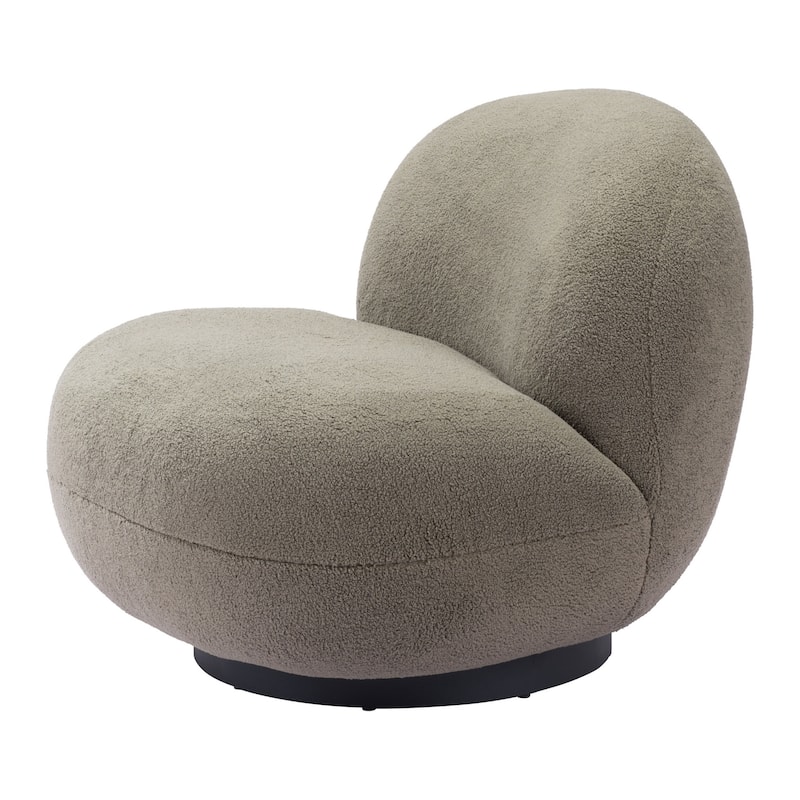 HomeRoots 30" Khaki Green And Black Sherpa Slipper Chair - 29.9' X '26.8' X '31.5