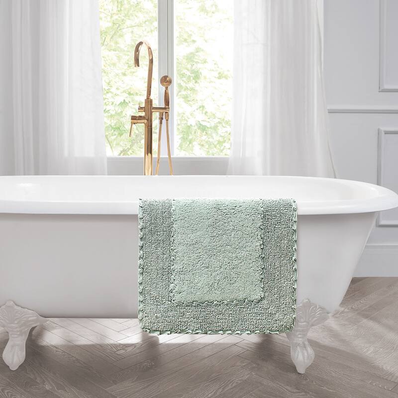 Laura Ashley Ruffle Border Pure Cotton Bath Rugs