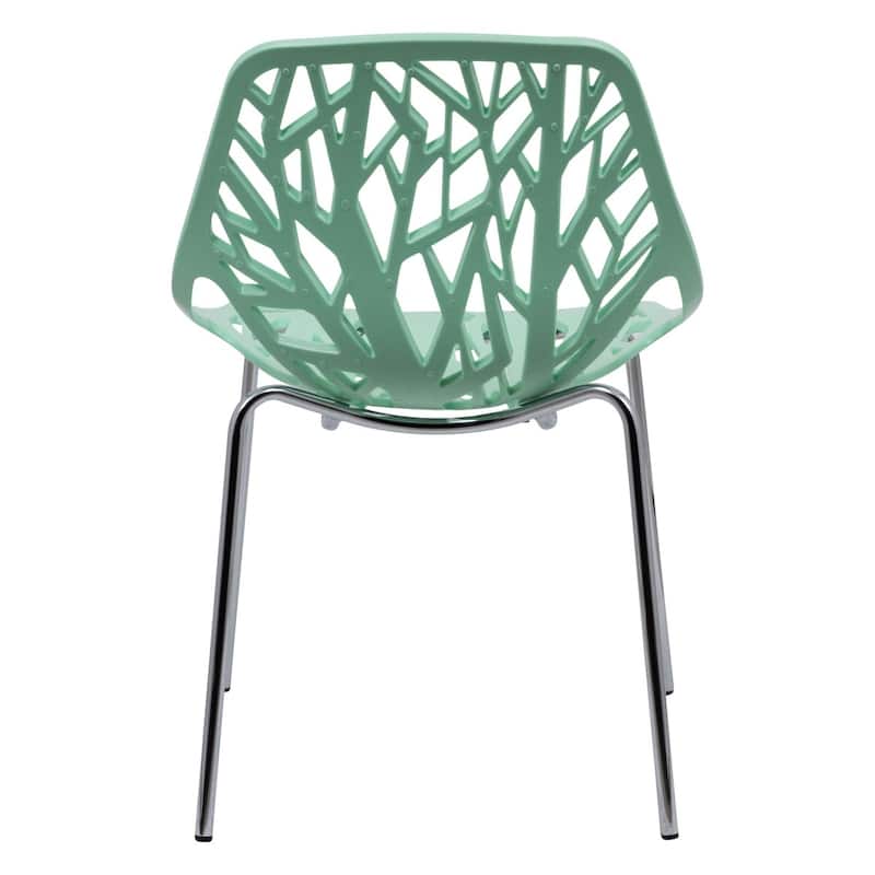 Asbury Stackable Dining Chair with Chrome Legs Side Chair with Modern Cut-Out Design Backrest