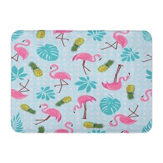 Overstock Abstract Pink Flamingos And Tropical Palm Leaves Exotic Hawaii Doormat Floor Rug Bath Mat 23 6x15 7 Inch Multi Multi From Overstock Com Daily Mail