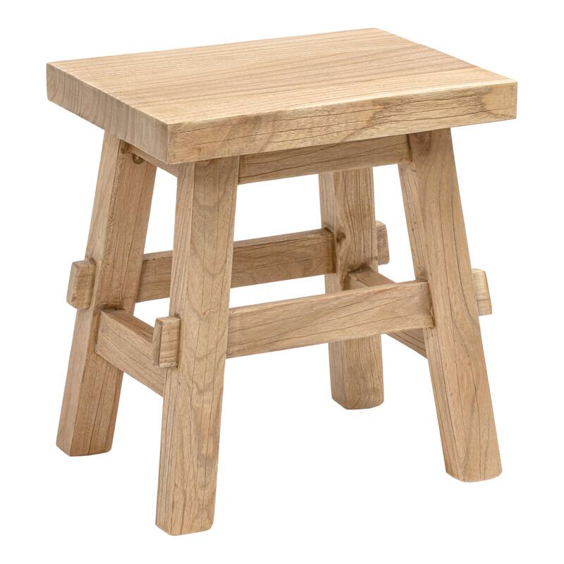 JONATHAN Y Revine Rustic Farmhouse Solid Mindi Wood Handcrafted Accent Stool - Natural