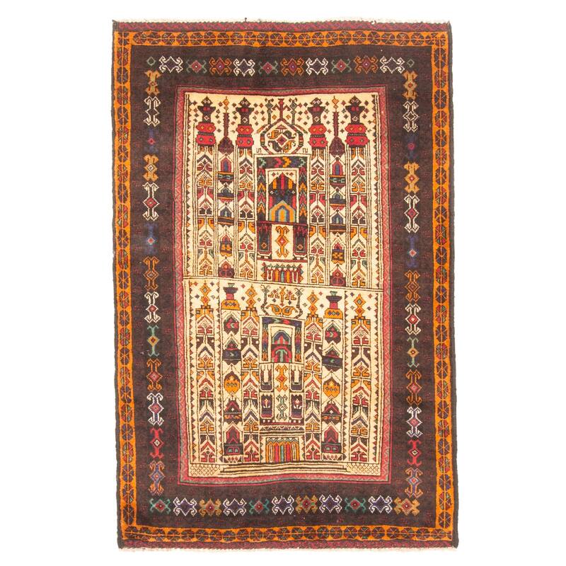 ECARPETGALLERY Hand-knotted Teimani Light Brown Wool Rug - 2'9 x 4'6