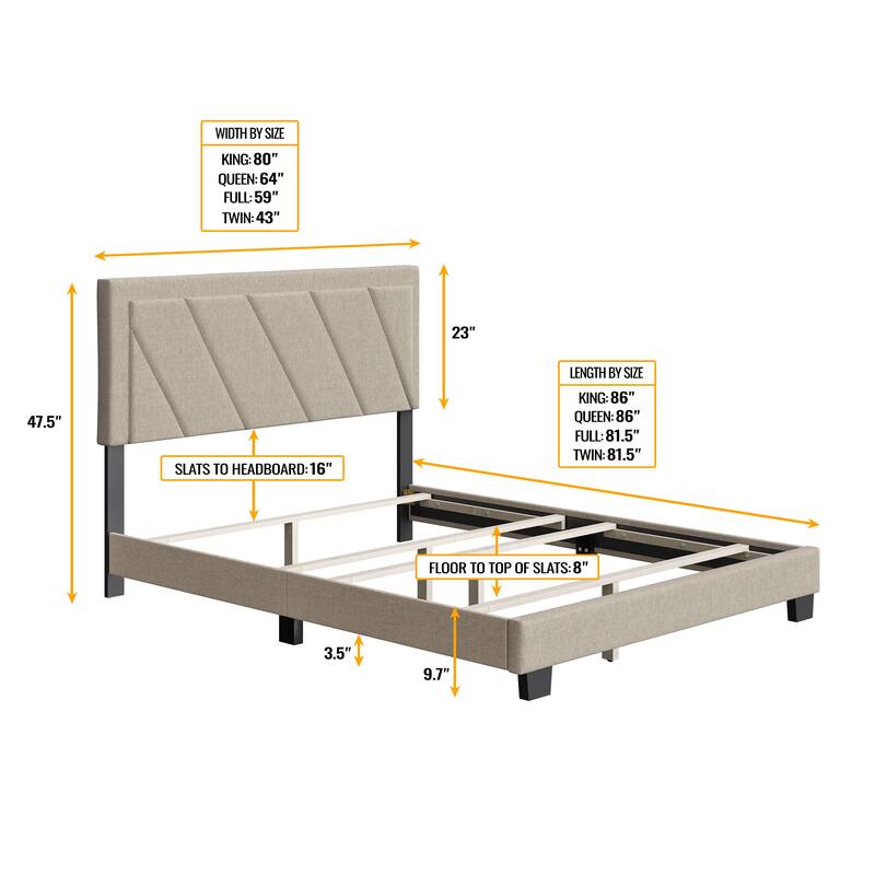 Boyd Sleep Diagonal Linen Upholstered Bed Frame