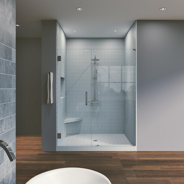 42 25 X 80 Hinged Frameless Shower Door Panel Reversible On Sale Overstock 30895027