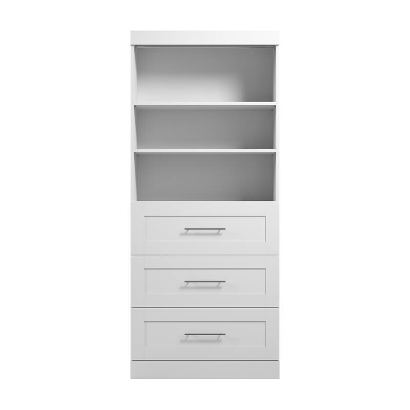 Bestar Pur 36W Closet Organizer with Drawers and Shelving