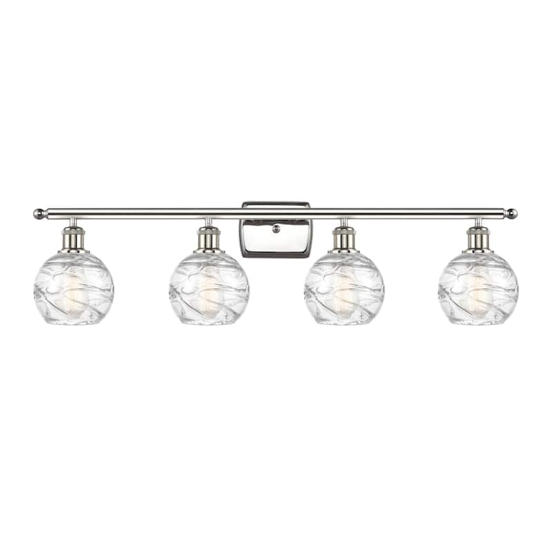 Innovations Lighting Small Deco Swirl 4 Light 36" Wide Bathroom Vanity - Polished Nickel / Clear