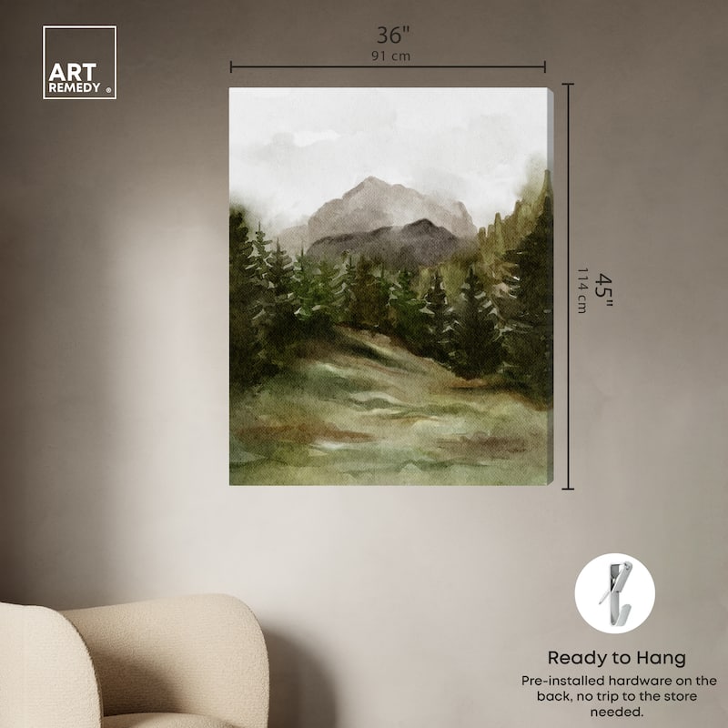 Art Remedy April Woodland Gallery Wrapped Landscape 1 Piece Canvas Wall Art Watercolor Style