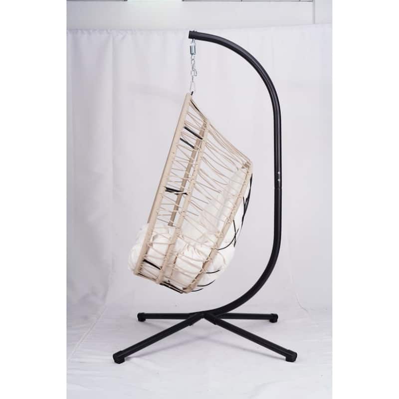 Elegant Outdoor Egg-Shaped Hanging Chair with Stand