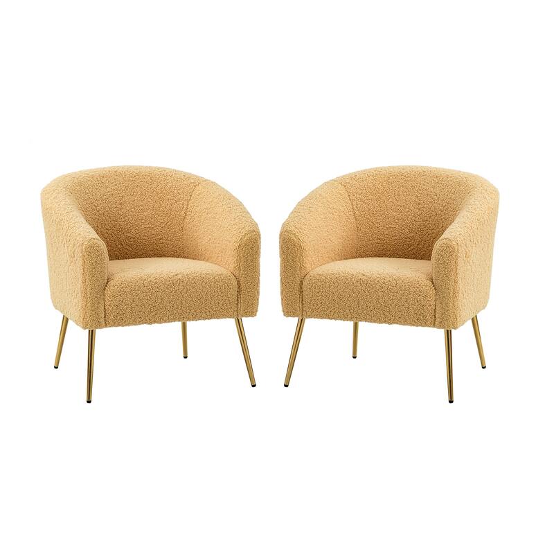 Rovigo Modern Upholstered Living Room Chair Barrel Chair with Metal Legs Set of 2 by HULALA HOME