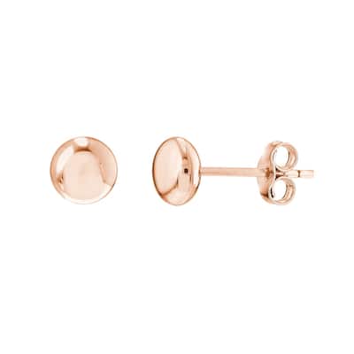 Curata 14k Rose Gold 5.5mm Puffed Circle Stud Earrings