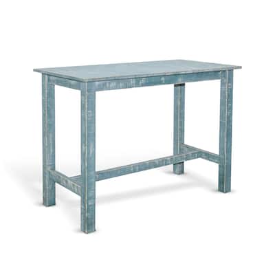Rena Counter Table, 48 Inch Rectangular Grass Green Mahogany Wood