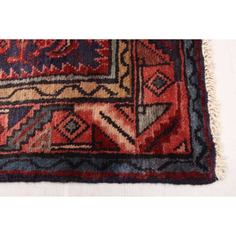 ECARPETGALLERY Hand-knotted Andelz Dark Navy, Red Wool Rug - 3'3 x 9'8