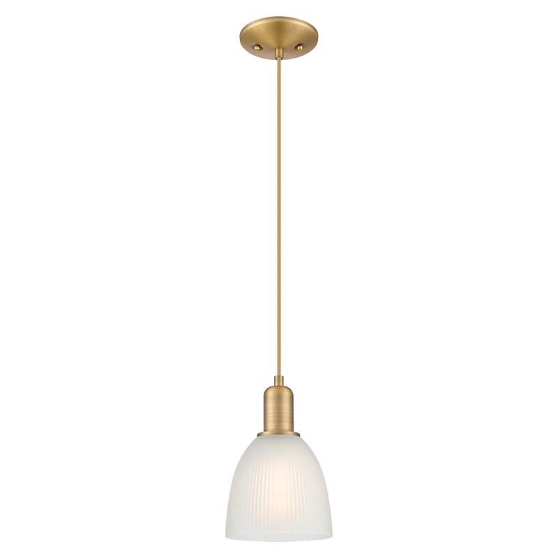 Innovations Lighting Endless Possibilities Arcadia - Castile - 1 Light 6" Cord Hung Mini Pendant - Brushed Brass/White
